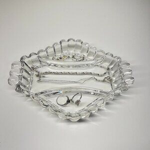 Heisey Crystolite Vintage Clear Glass 3-Section Vanity Tray Relish Dish 9.5"